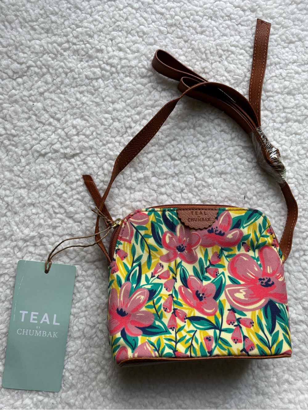 NWT Teal by Chumbak Floral Crossbody Bag Adjustable Strap